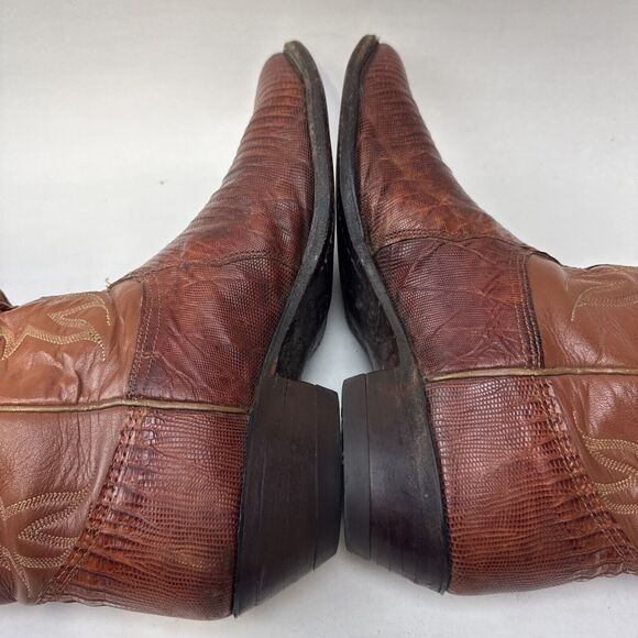 NOCONA Exotic LIZARD Leather COWBOY BOOTS Brown Men Size 9.5 - Picture 7 of 12